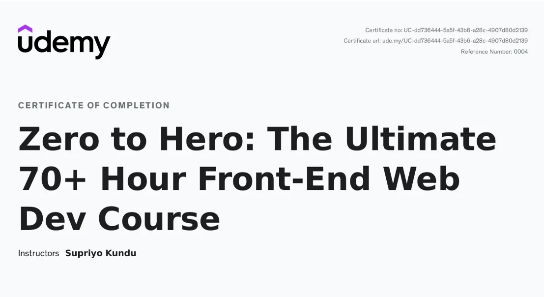 Udemy — Zero to Hero: The Ultimate 70+ Hour Front-End Web Dev Course